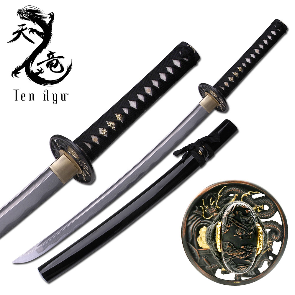 Immagine di Ten Ryu - Wakizashi Drago Damasco