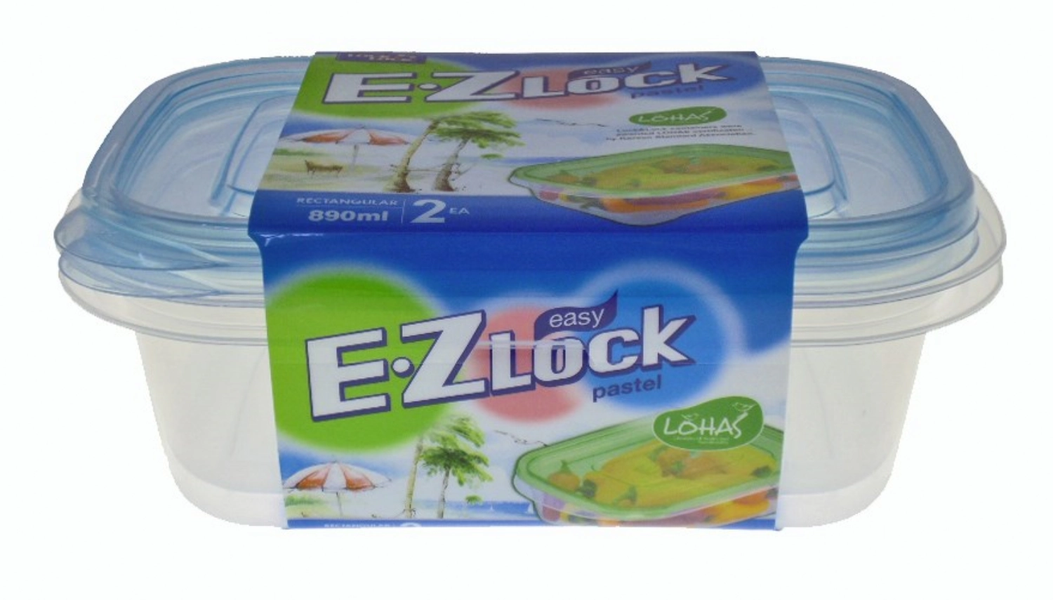 Picture of Lock&Lock - 2er Set Vorratsdosen EZ Lock pastel 0.89 lt