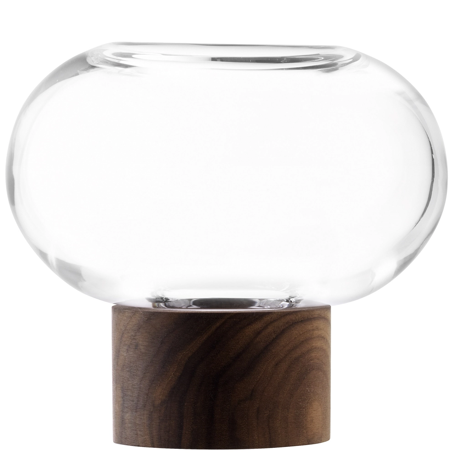 Bild von LSA - Oblate Vase D 15 cm H 13.5 cm transparent walnuss