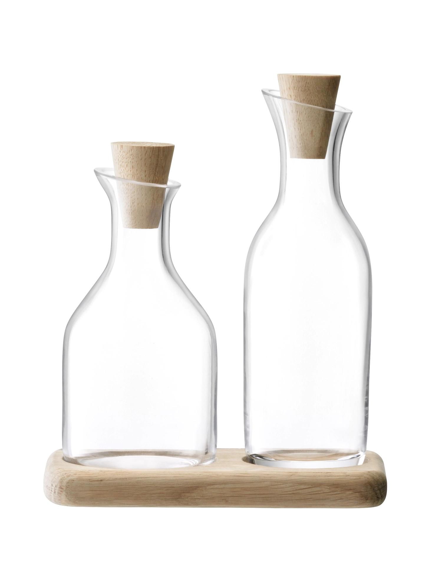 Bild von LSA - Serve Essig/Öl Set m. Unterteil aus Eichenholz L 15 cm klar