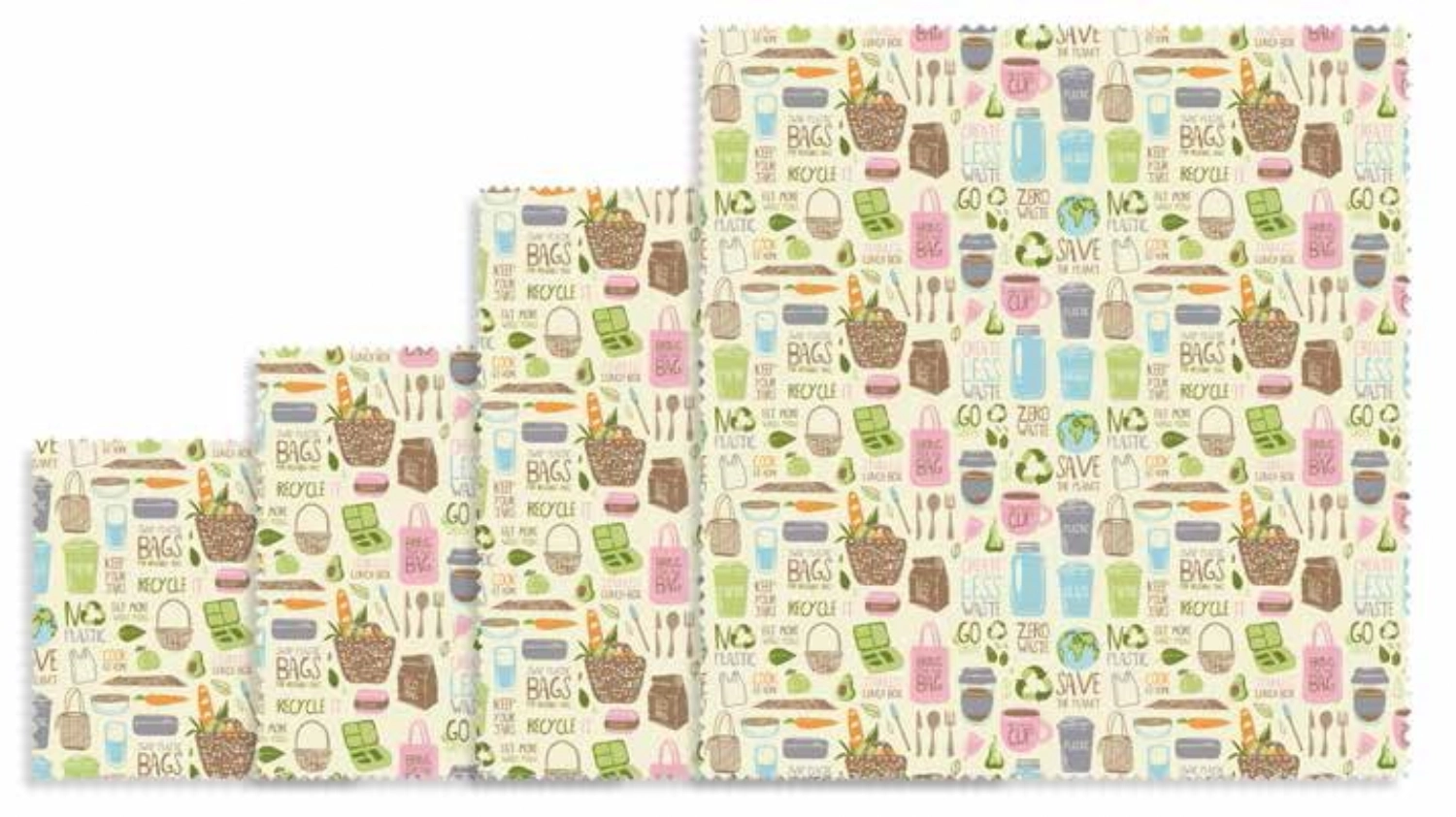 Bild von Nuts Innovations - 4er Set Bienenwachstuch Zero Waste 16 x 16 18 x 20 25 x 28 33 x 35.5