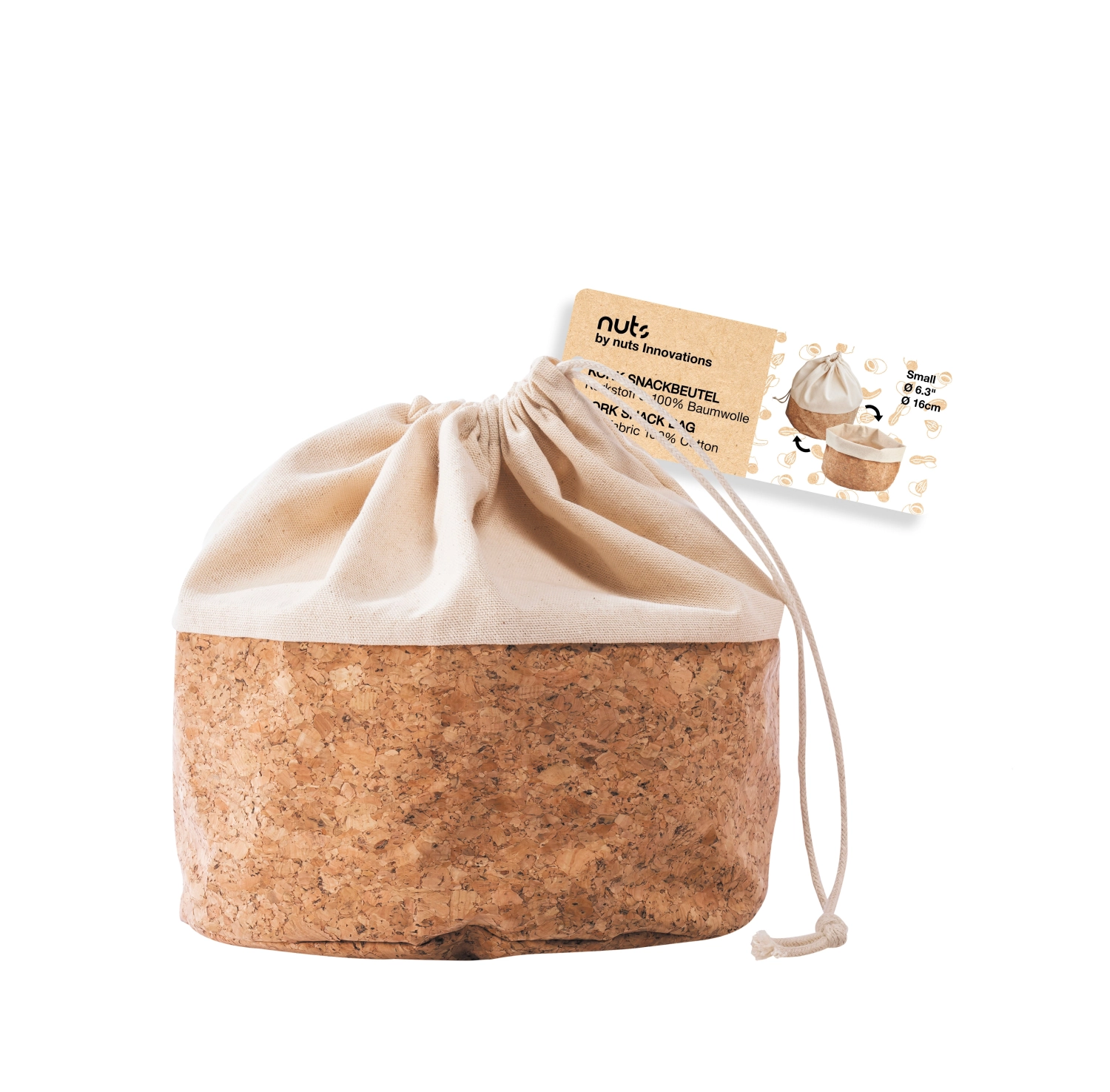 Picture of Nuts Innovations - Bread Bag with Cord Cotton S cork/beige 16 cm