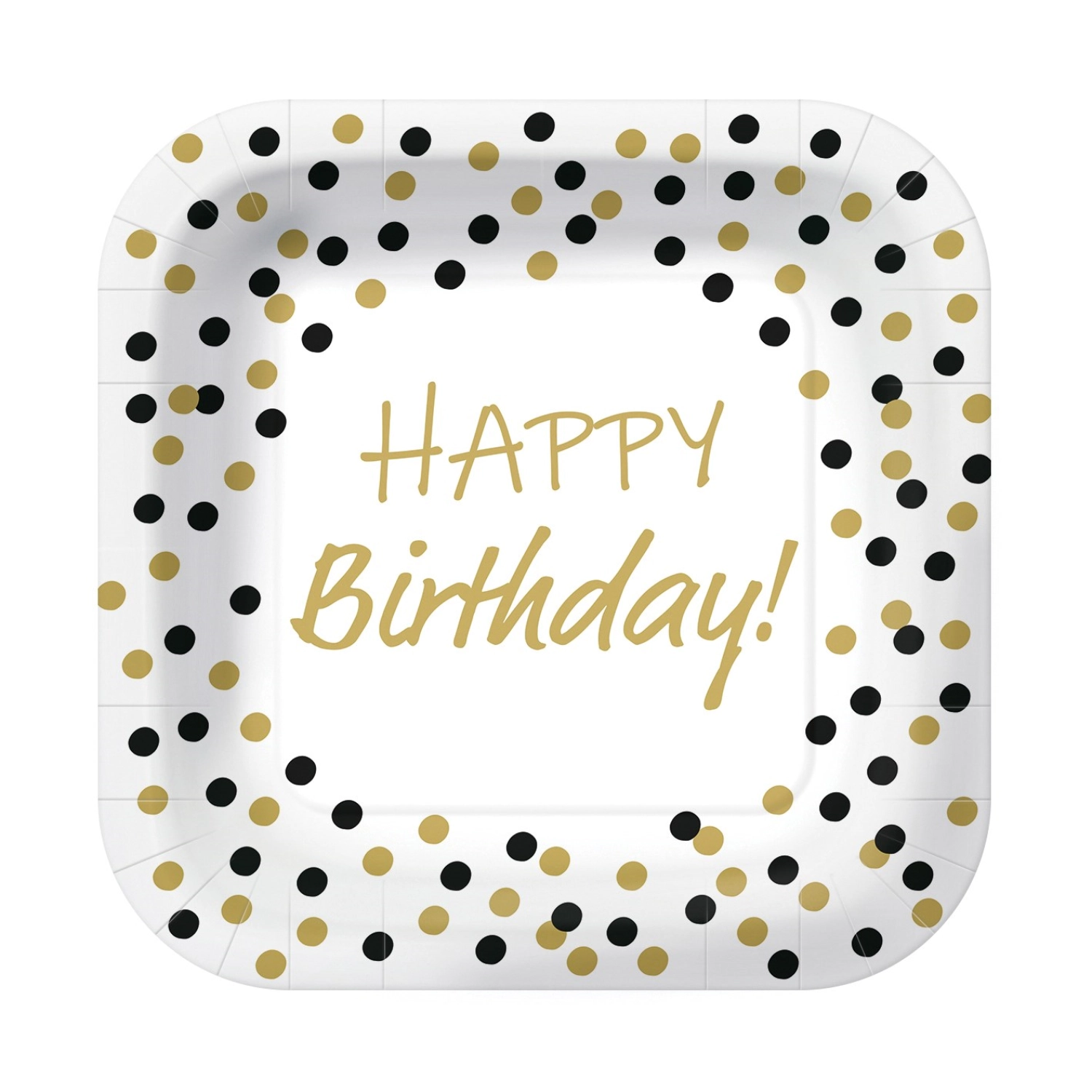 Picture of PAW - Paper Plates 10x Square Confetti HP Gold/Black 23 cm