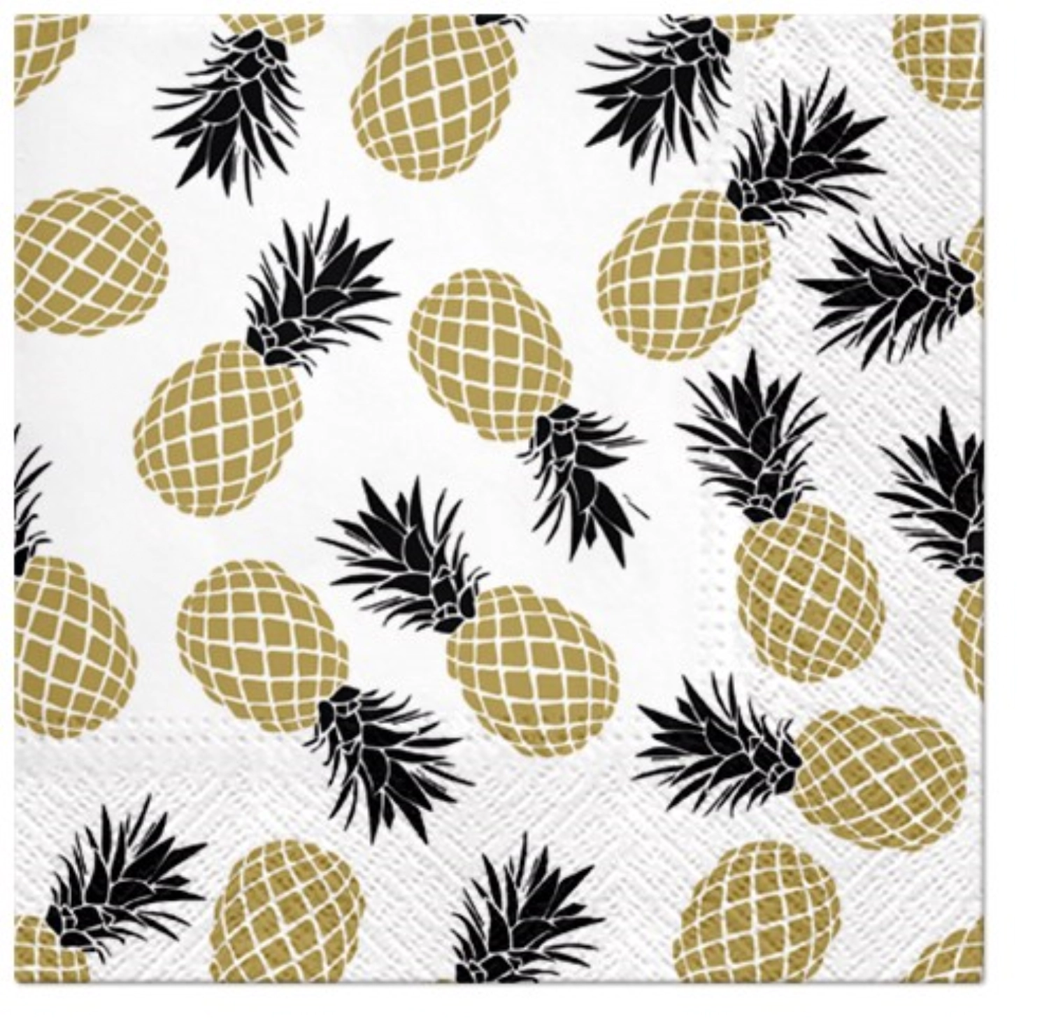 Bild von PAW - Servietten Lunch 20x Ananas gold/schwarz 33 x 33 cm