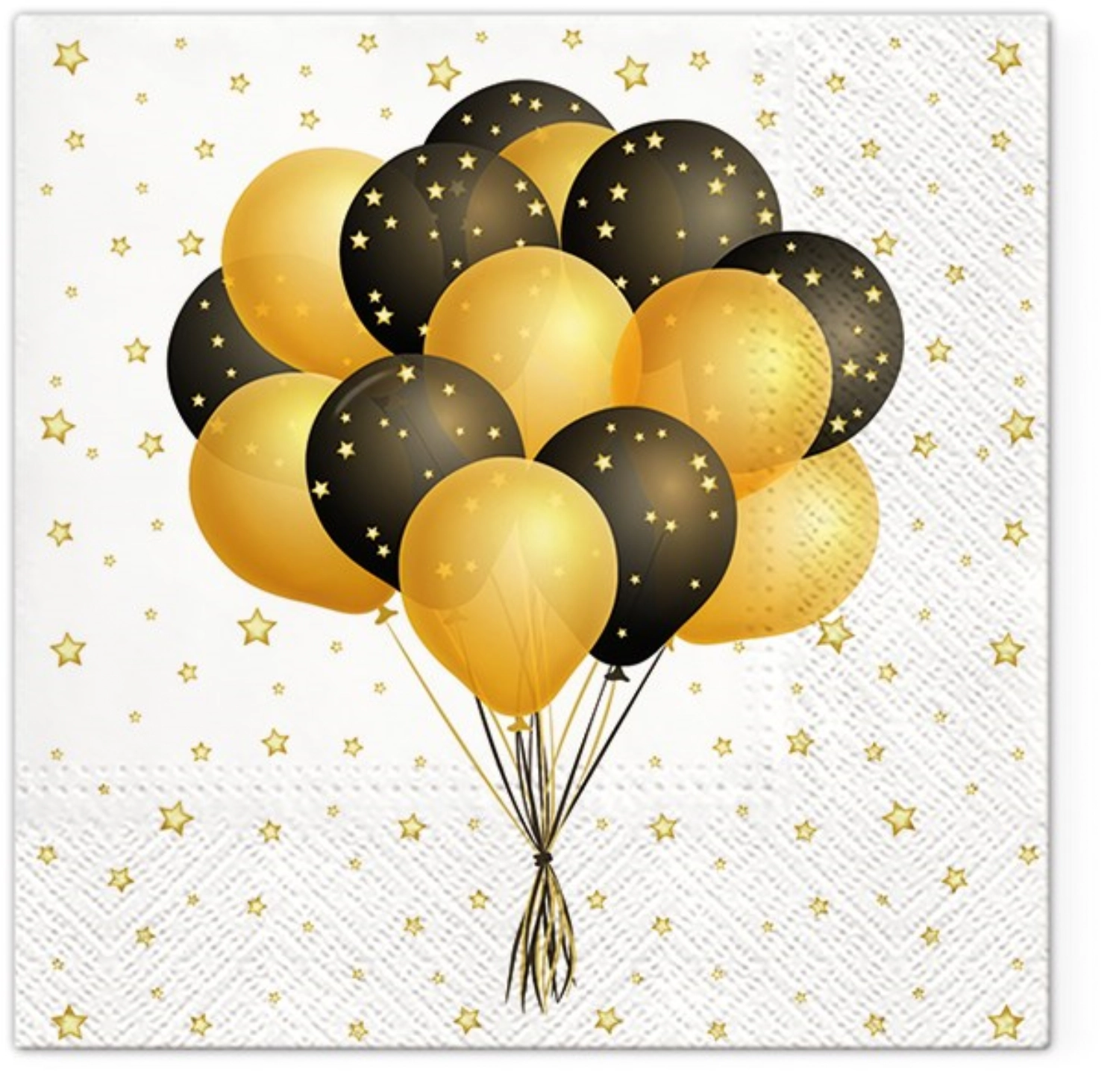 Bild von PAW - Servietten Lunch 20x Ballon schwarz/gold 33 x 33 cm