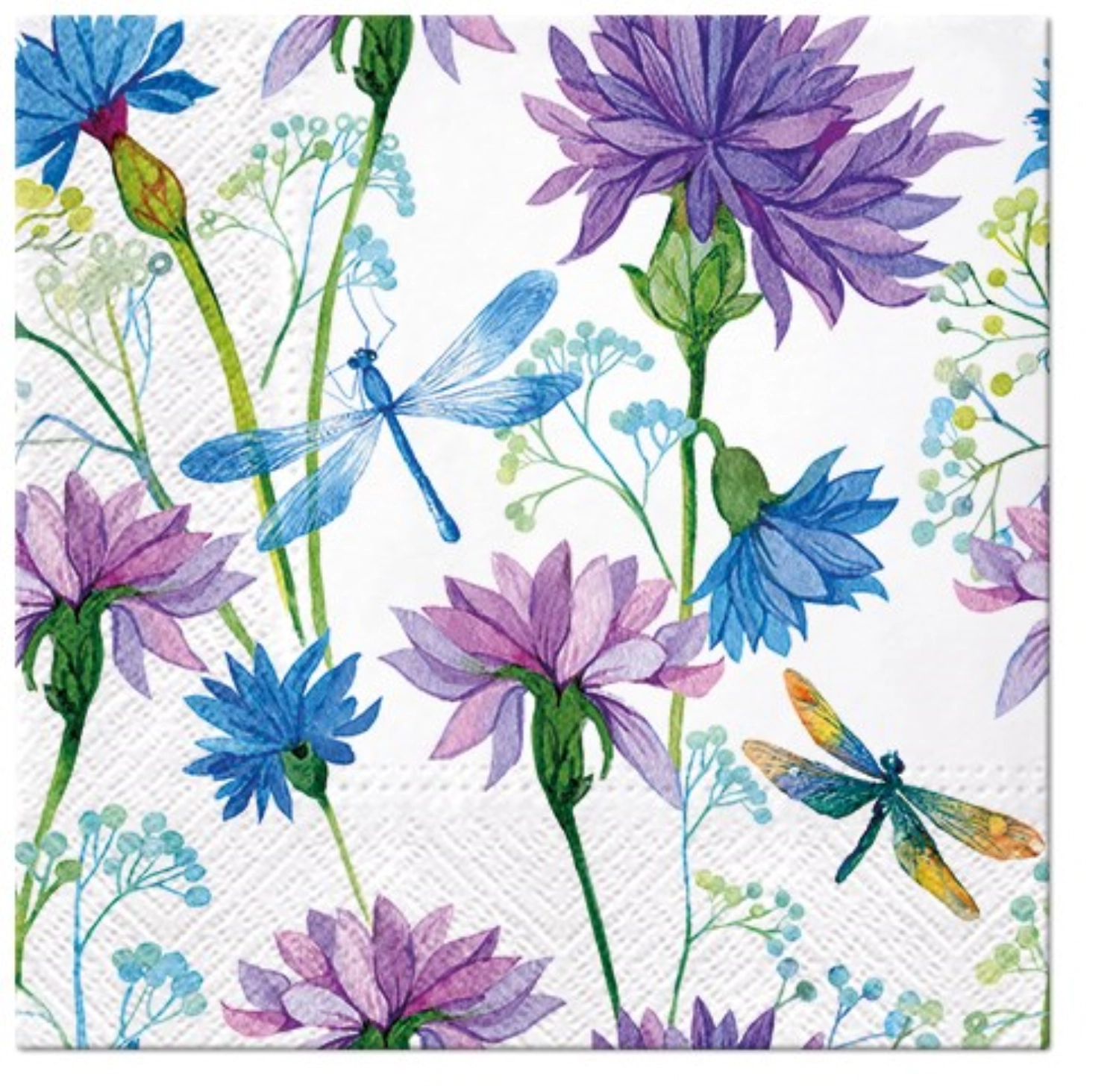 Bild von PAW - Servietten Lunch 20x Blume mit Libelle 33 x 33 cm