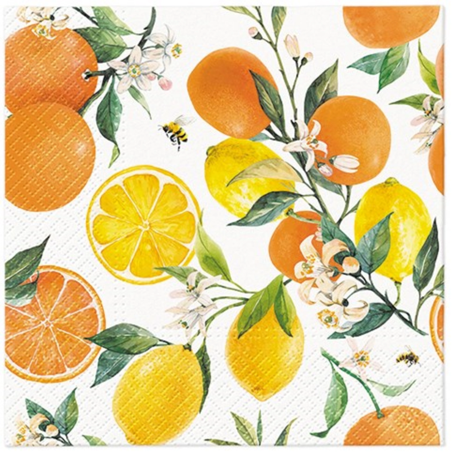 Image de PAW - Serviettes Lunch 20x Citrus avec des abeilles 33 x 33 cm