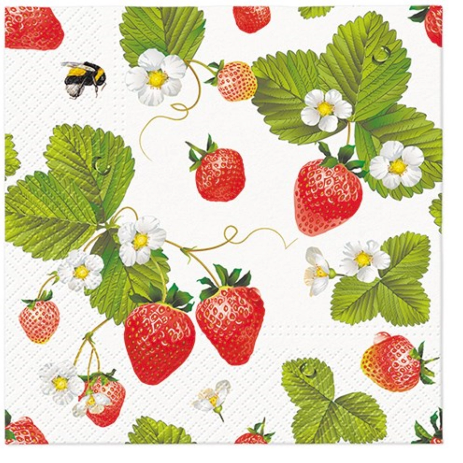 Image de PAW - Serviettes Lunch 20x Fraises avec abeilles 33 x 33 cm