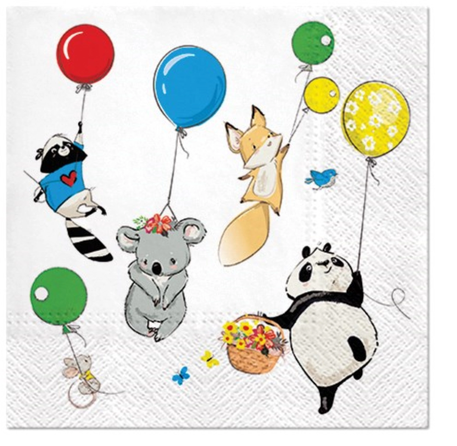 Bild von PAW - Servietten Lunch 20x Tiere m. Ballon 33 x 33 cm