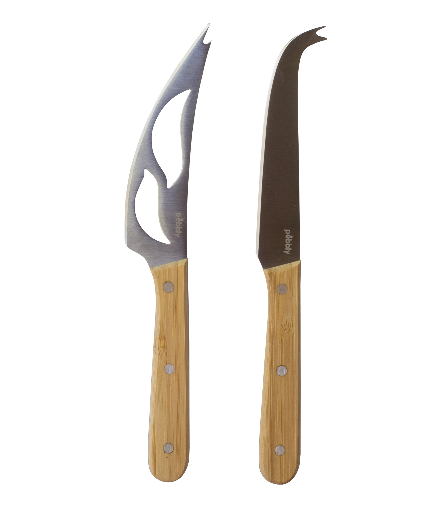 Bild von Pebbly - 2er Set Käsemesser Bambus u. Edelstahl 22 cm