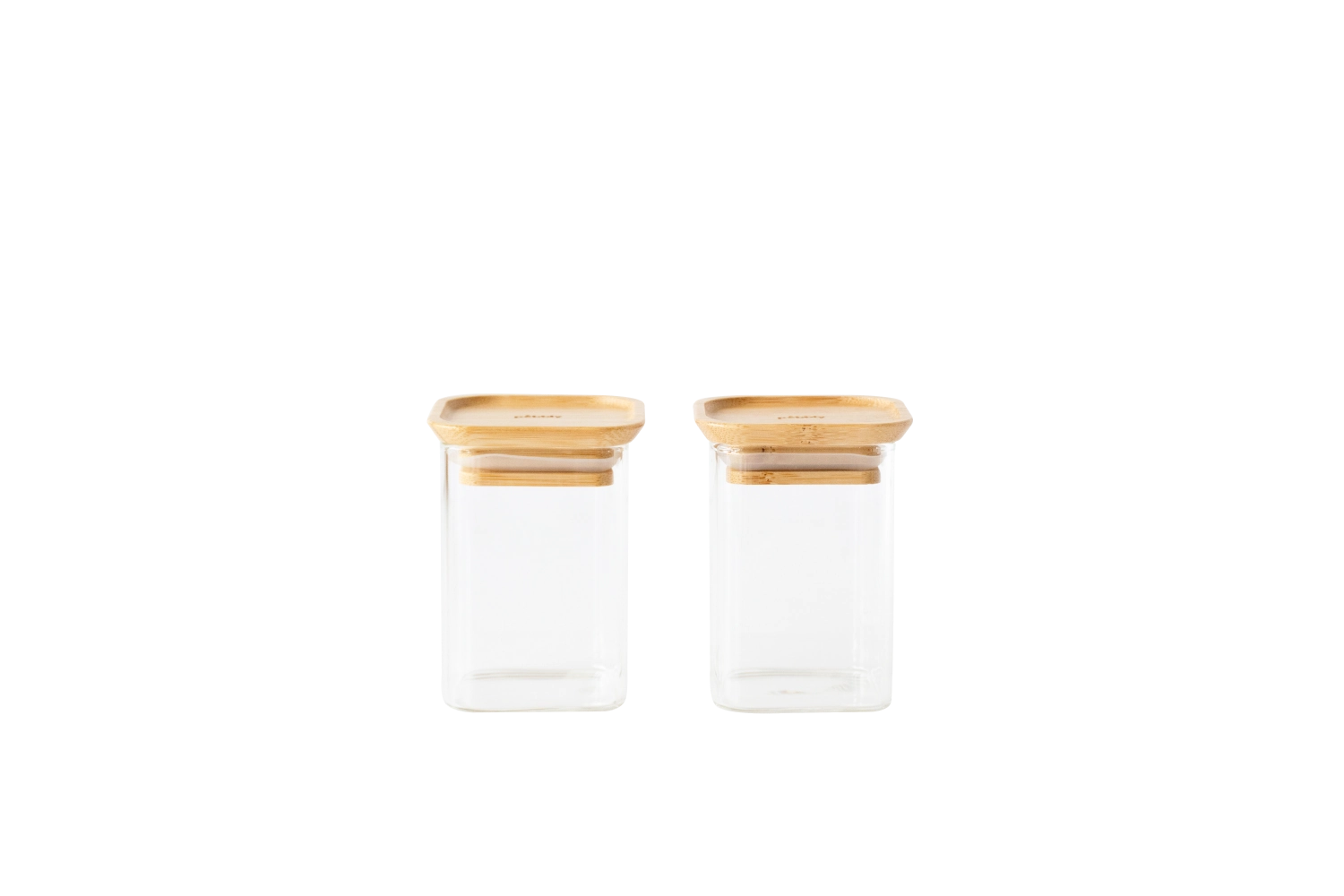 Picture of Pebbly - 2er Set Storage Jar with Bamboo Lid XS 24 cl 6 x 6 x 9 cm