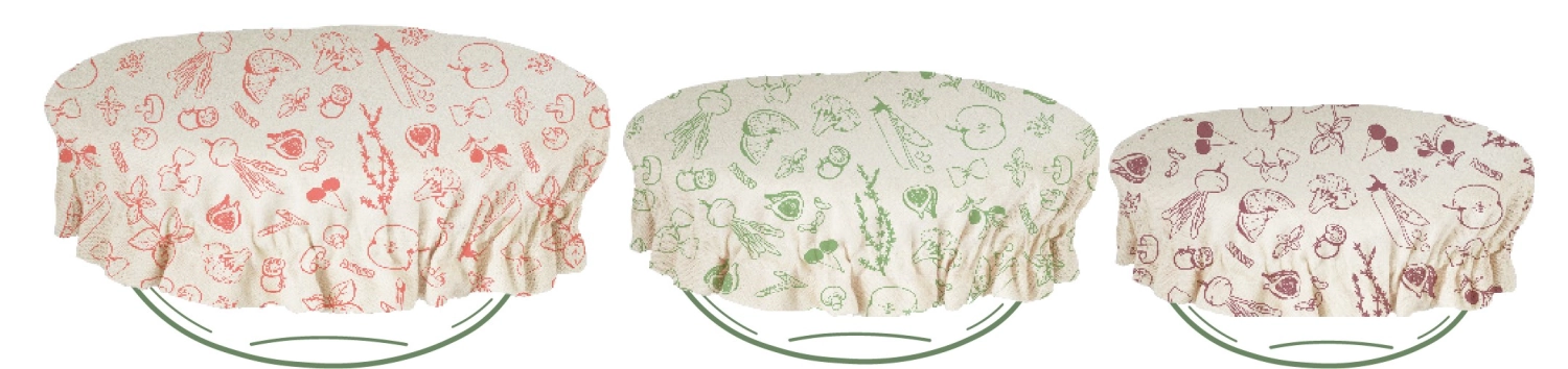 Bild von Pebbly - 3er Set Schüsselabdeckung Baumwolle D 19 cm 22 cm 25 cm