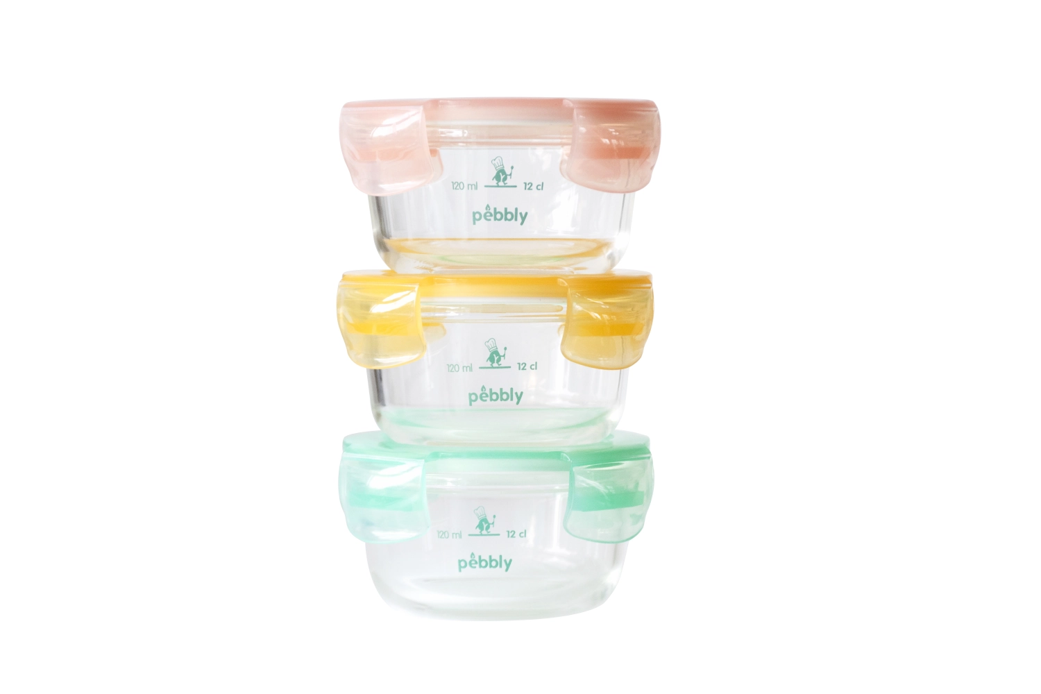 Immagine di Pebbly - 3er Set Contenitore per Alimenti Baby con Coperchio in Plastica. 240 ml
