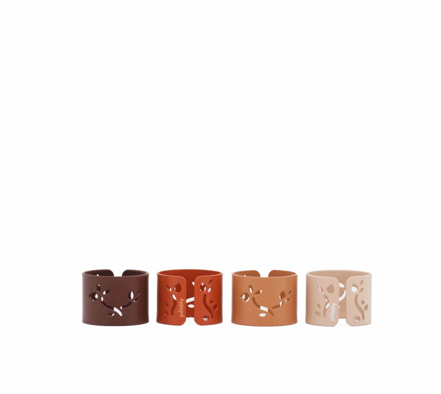 Image de Pebbly - 4er Set de ronds de serviette en métal D4 x 3.5 cm