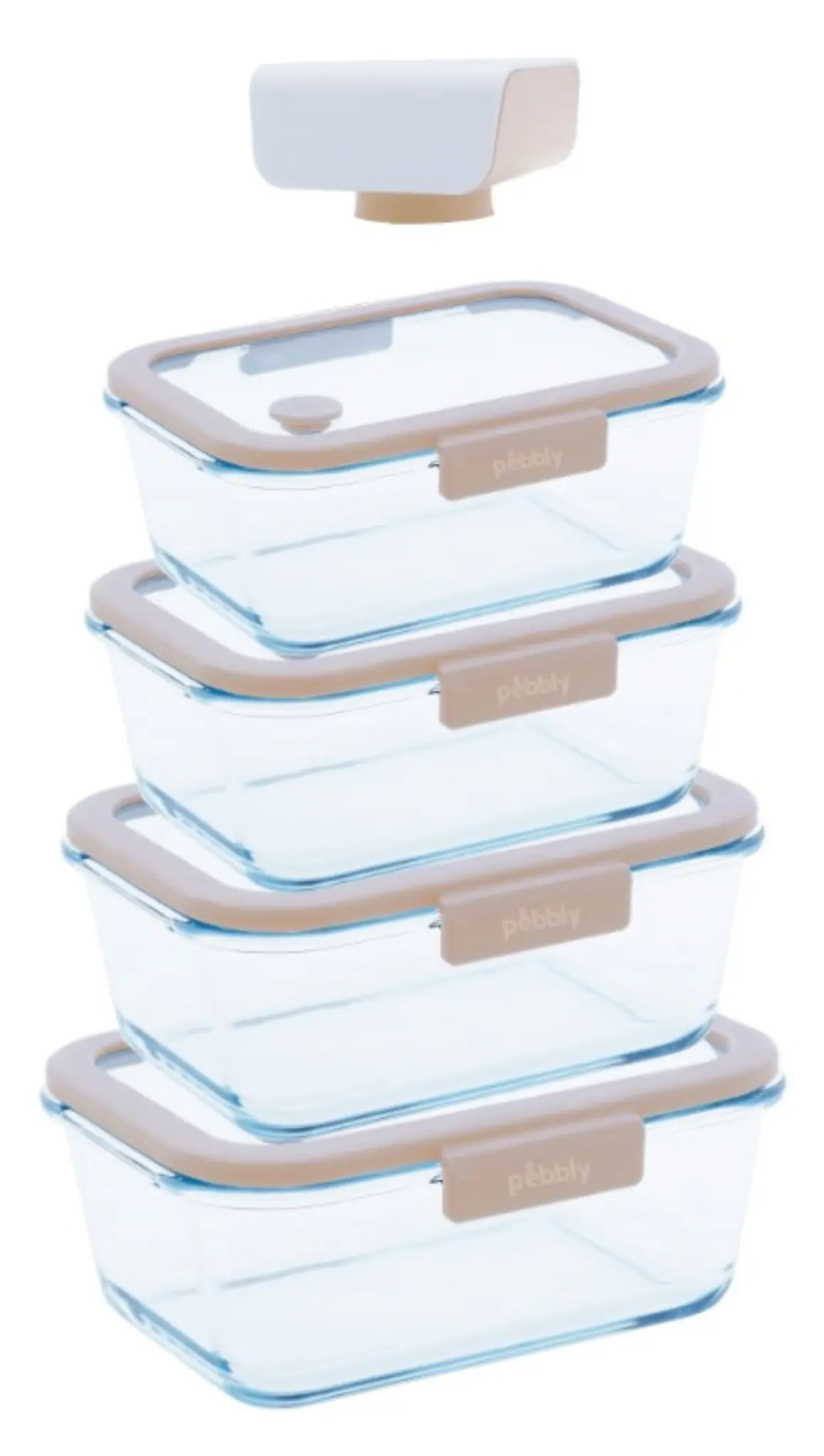 Immagine di Pebbly - 5er Set contenitori sottovuoto in vetro incl. pompa per vuoto