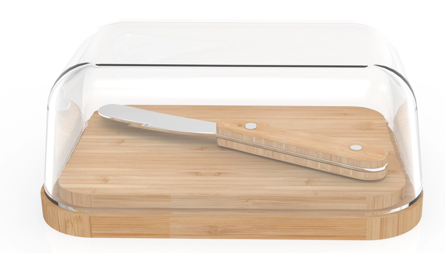Picture of Pebbly - Bamboo Butter Dish 13.5 x 9.5 x 6.5 cm incl. Butter Knife