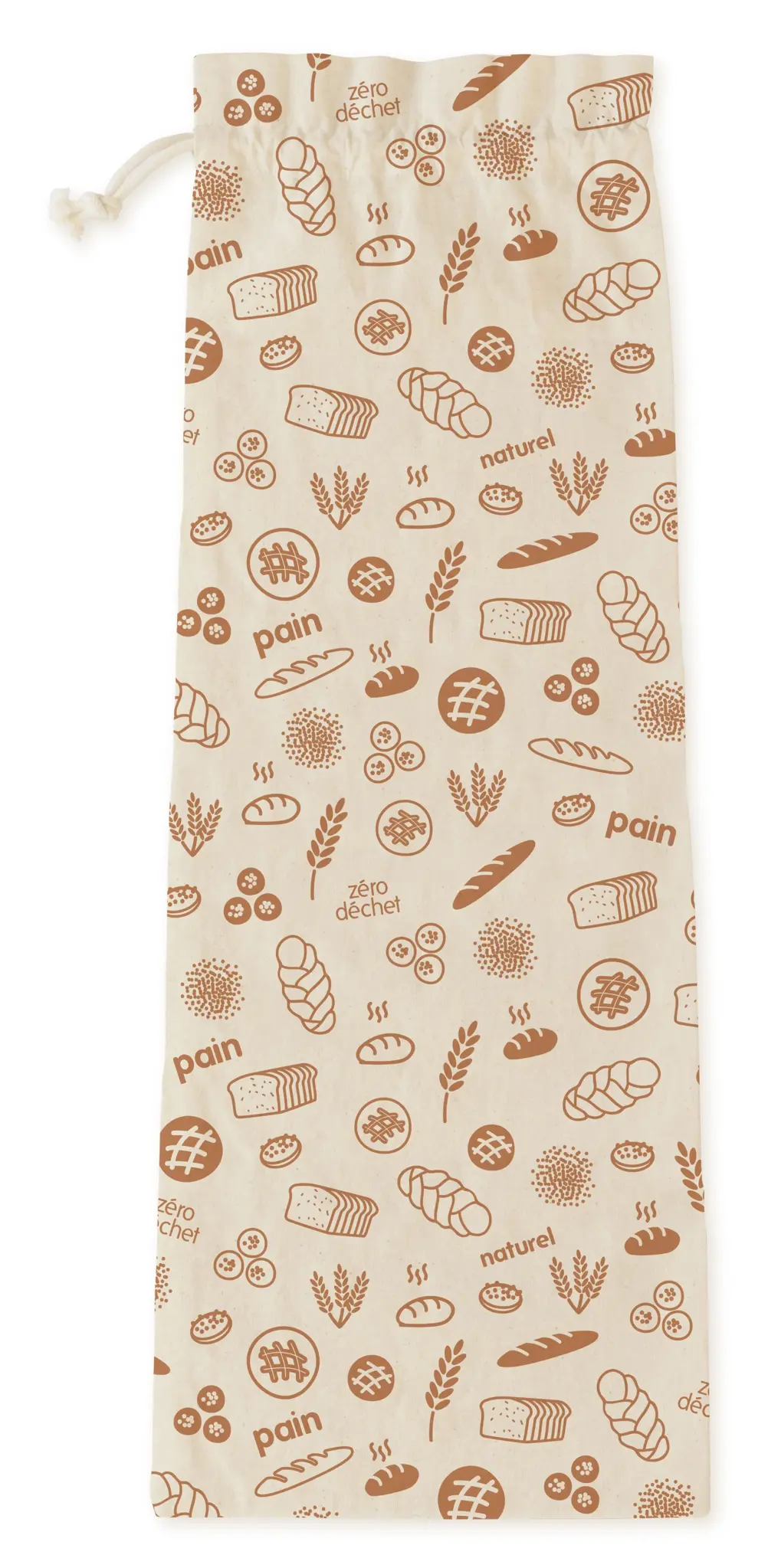 Image de Pebbly - Sac à pain en coton bio marron 65 x 20 cm