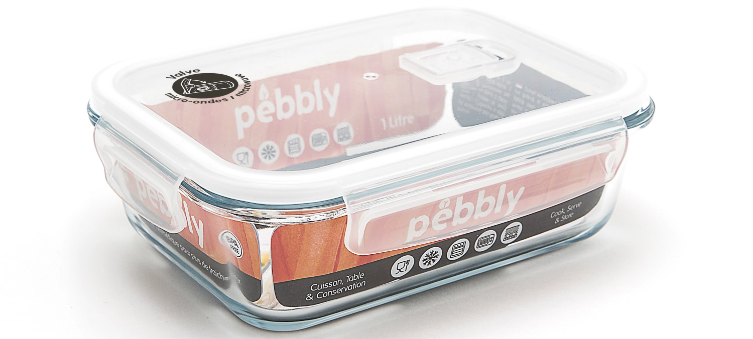 Bild von Pebbly - Glas Vorratsdose m. Ventil rechteckig 1 lt