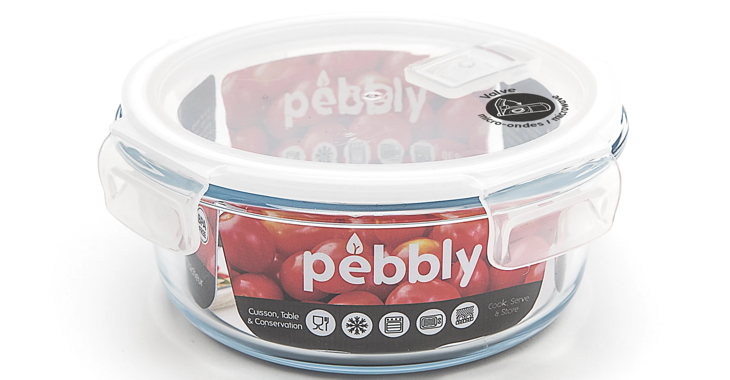 Bild von Pebbly - Glas Vorratsdose m. Ventil rund 95 cl