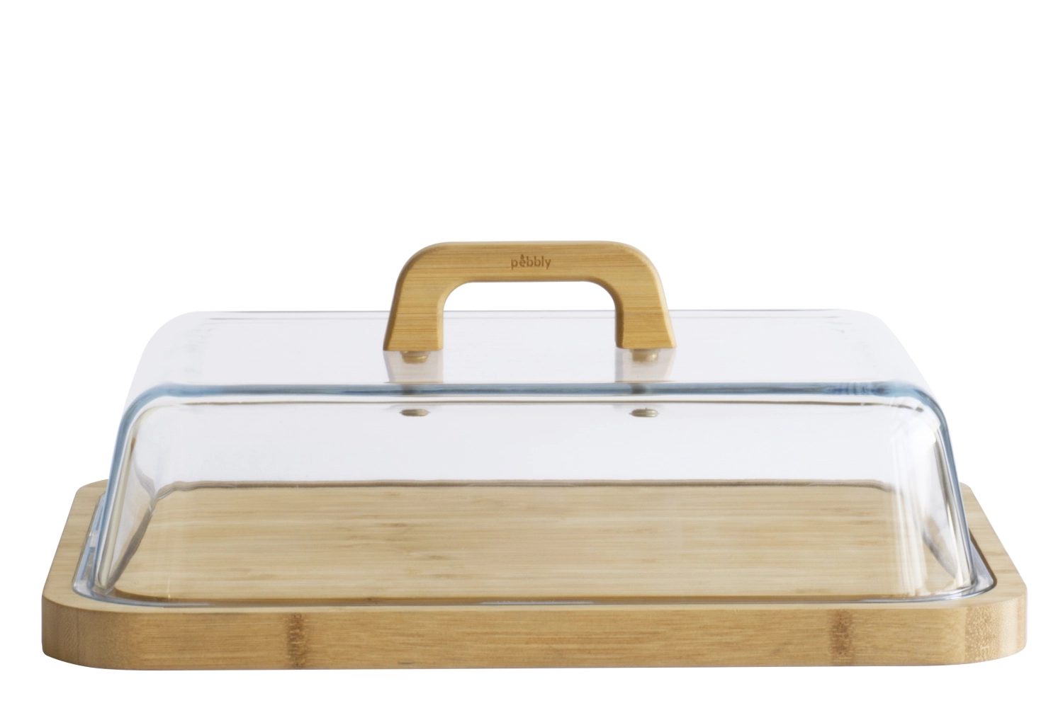 Bild von Pebbly - Käsebox mit Glasdeckel inkl. Bambus-Brett 34 x 25 x 9.5 cm