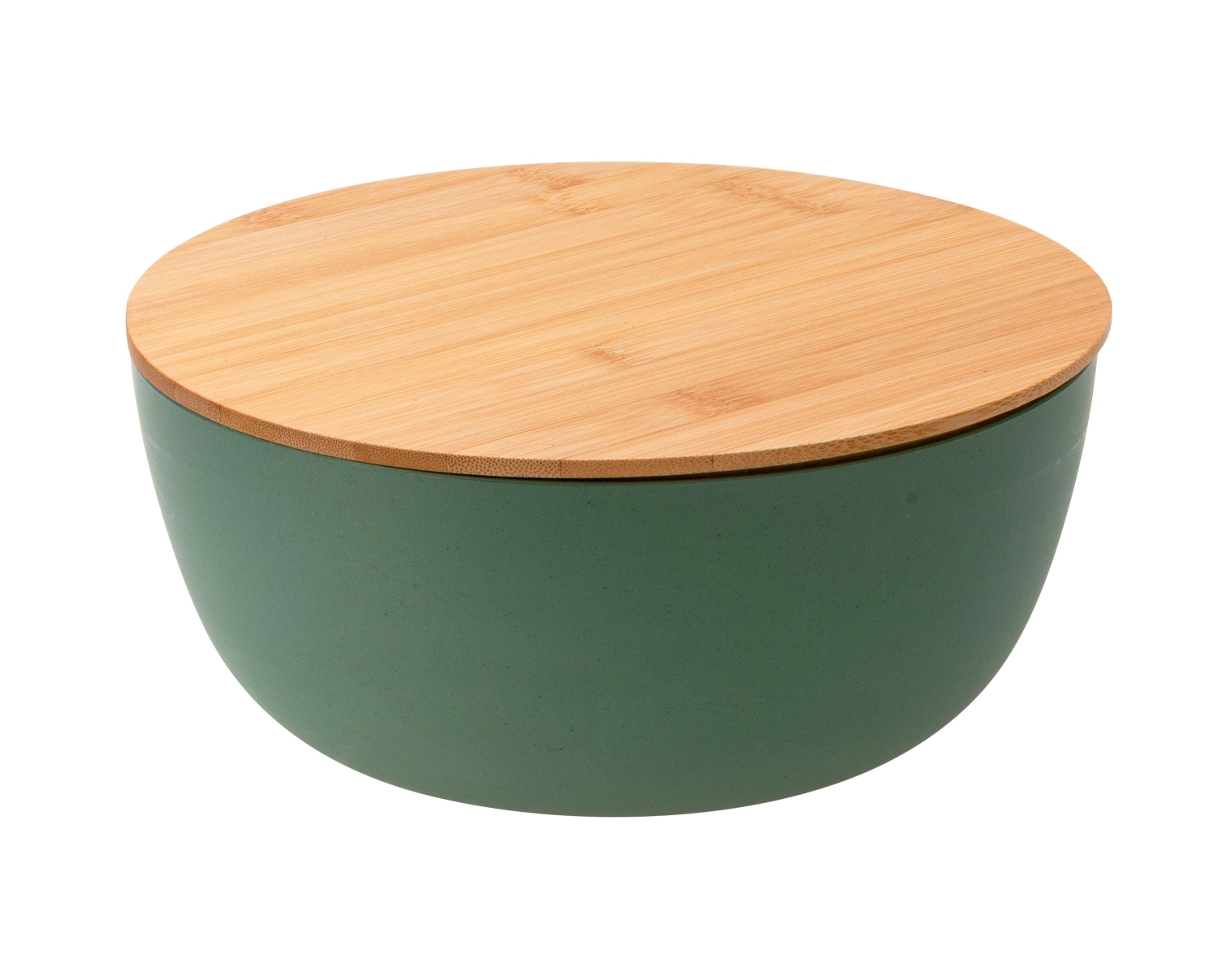 Bild von Pebbly - Salatschüssel mit Bambusdeckel grün D 14 cm