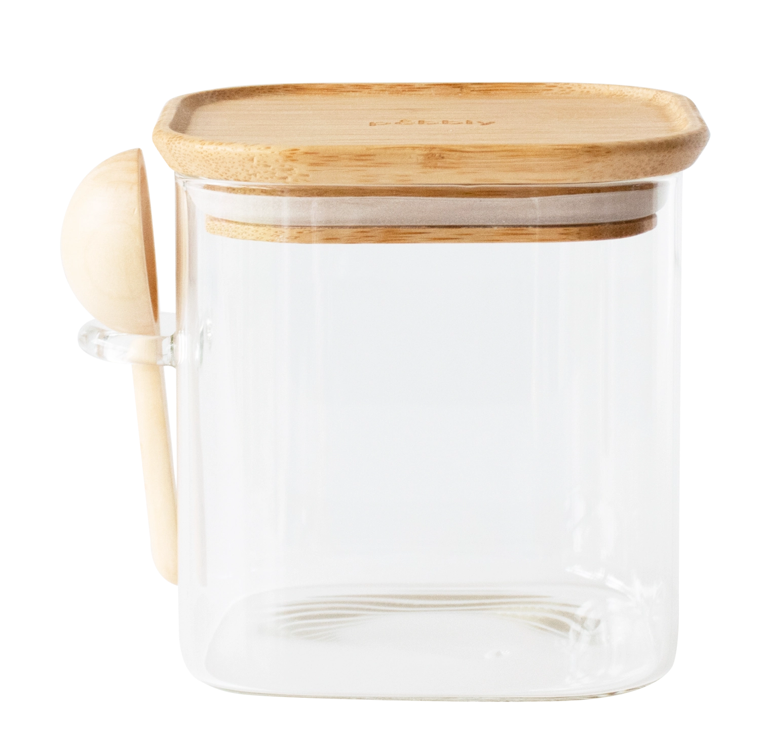 Bild von Pebbly - Vorratglas m. Bambusd. 0.8 l u. Bambus-Messlöffel 5 ml