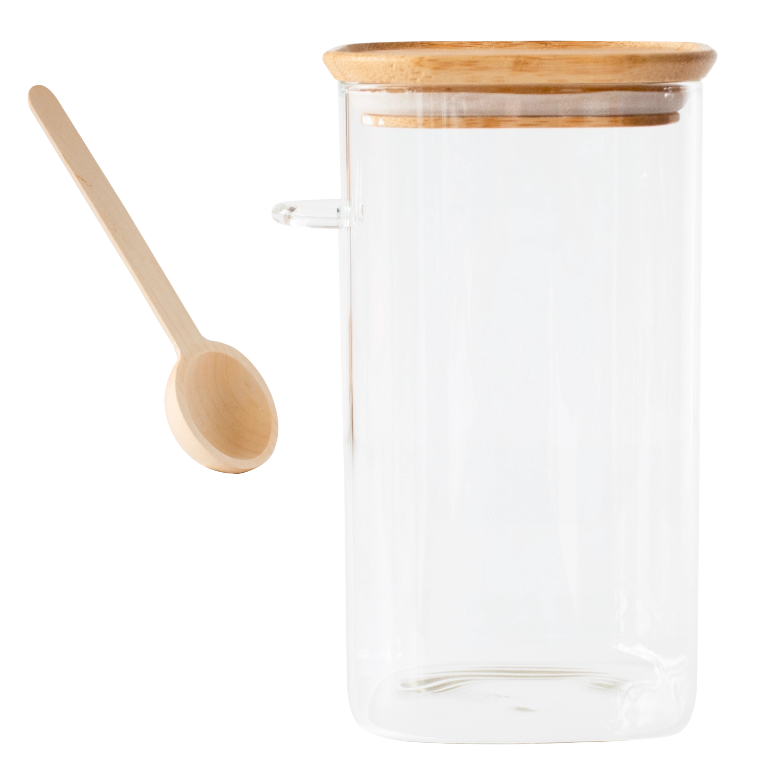 Bild von Pebbly - Vorratglas m. Bambusd. 1.4 l u. Bambus-Messlöffel 15 ml