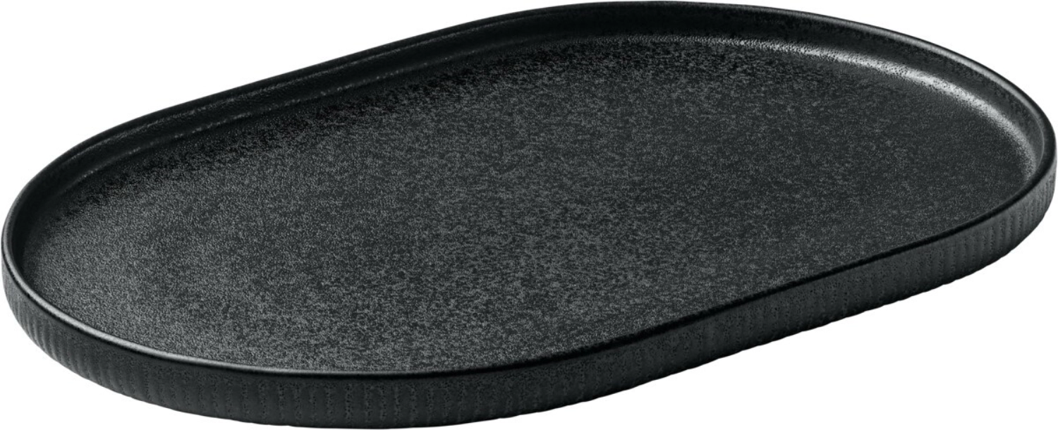 Bild von Schönwald - Playground Nara Platte oval Relief schwarz 30 x 20 cm