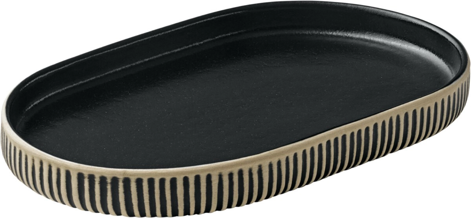 Bild von Schönwald - Playground Nara Platte oval Relief schwarz weiss 18 x 11 cm H 2c