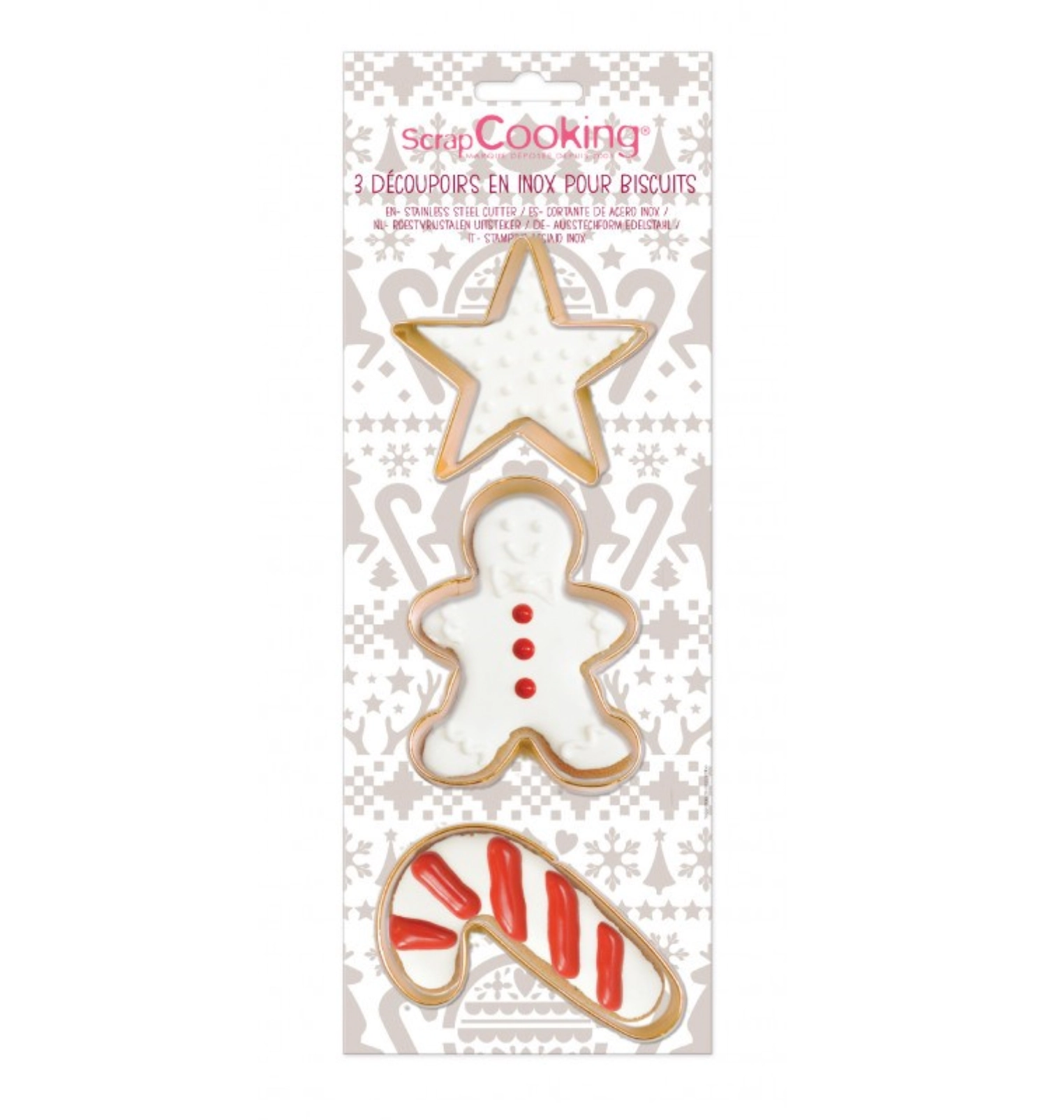 Bild von Scrap Cooking - 3 Stk. Ausstecher gold Lebkuchenmann Cany Cane Stern
