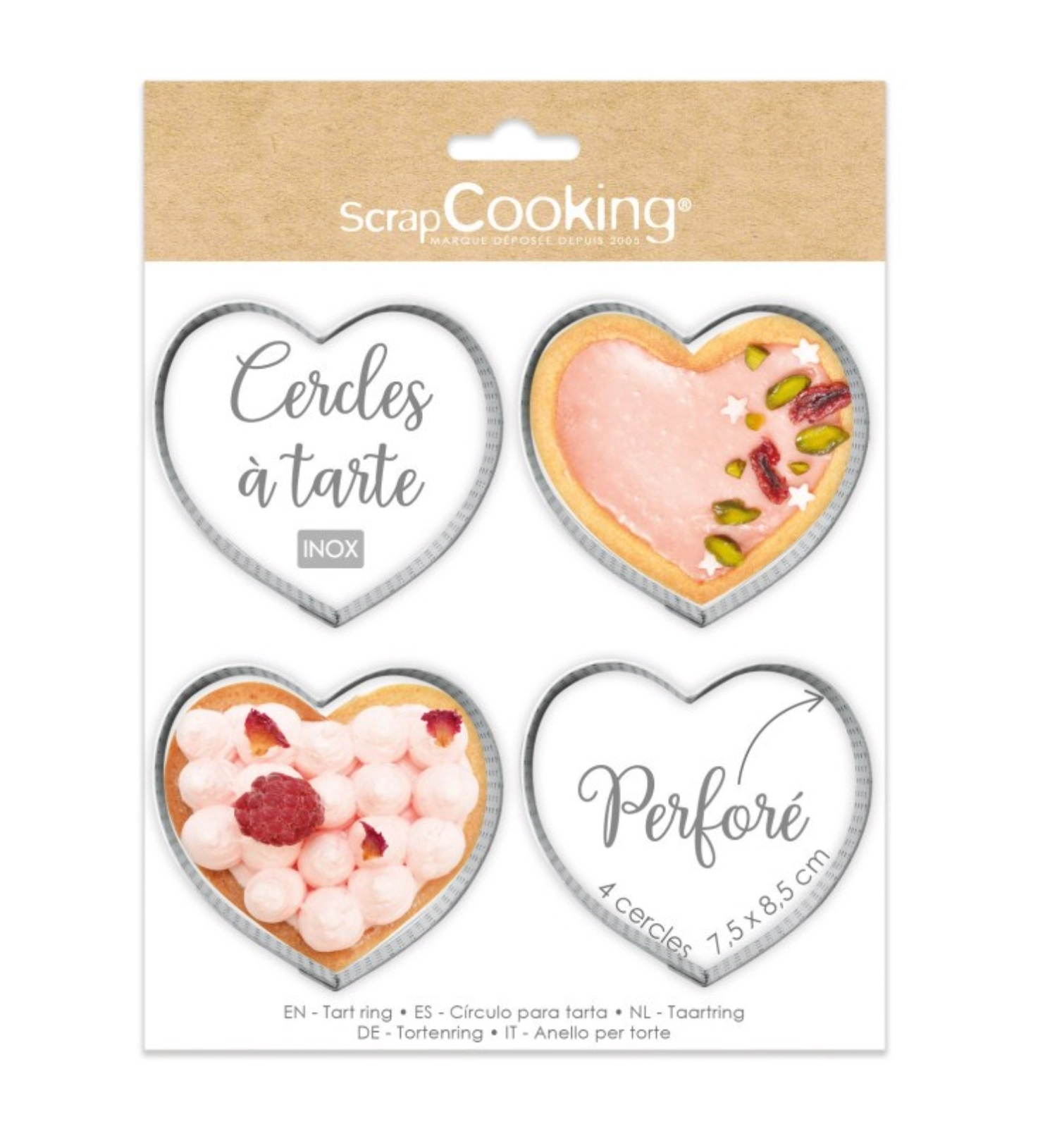 Bild von Scrap Cooking - 4er Set Tortenringe perforiert Herz 7.5 x 8 cm