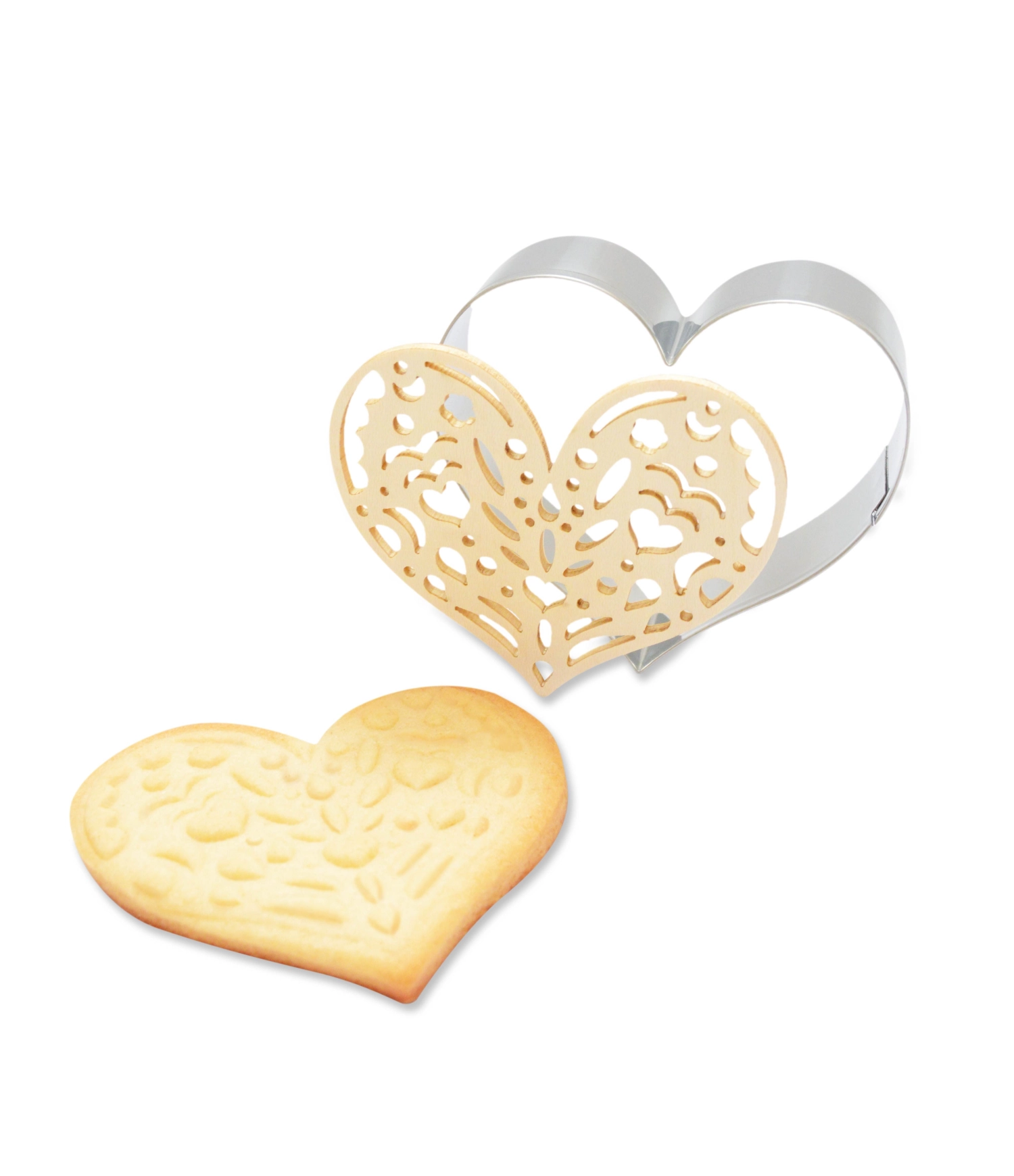 Immagine di Scrap Cooking - Stampo per biscotti e timbro in legno cuore