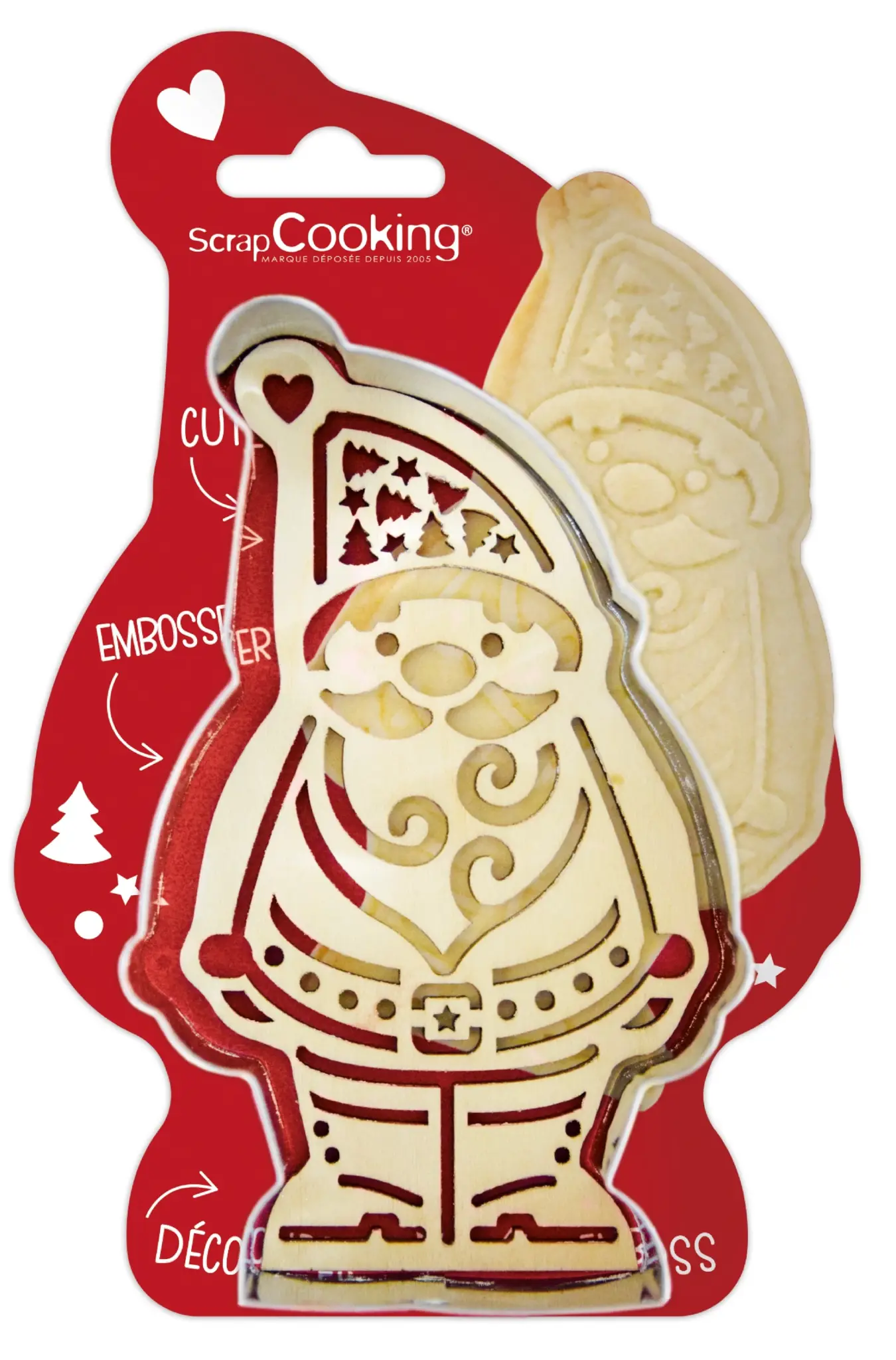 Immagine di Scrap Cooking - Stampo per biscotti e timbro in legno Babbo Natale
