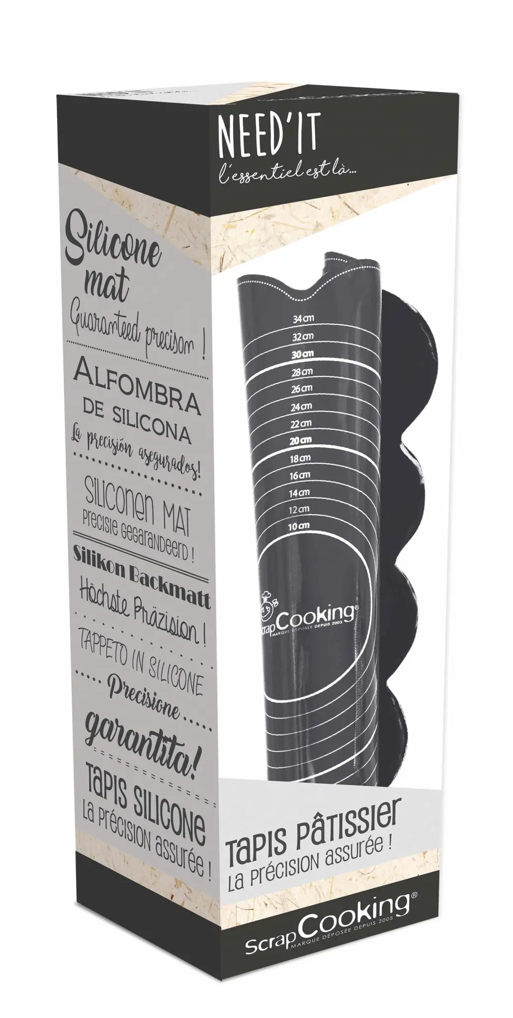 Bild von Scrap Cooking - Silikonbackmatte schwarz inkl. Hilfslinien u. Rezept