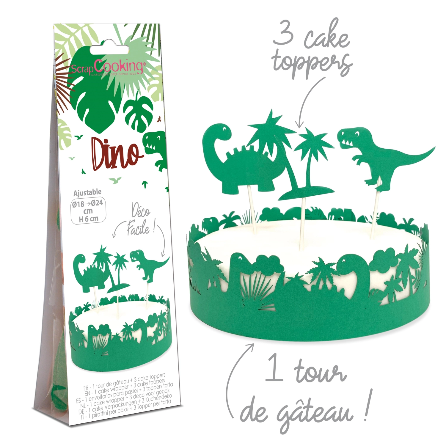 Bild von Scrap Cooking - Tortendeko Bordüre u. 3 Topper Dino