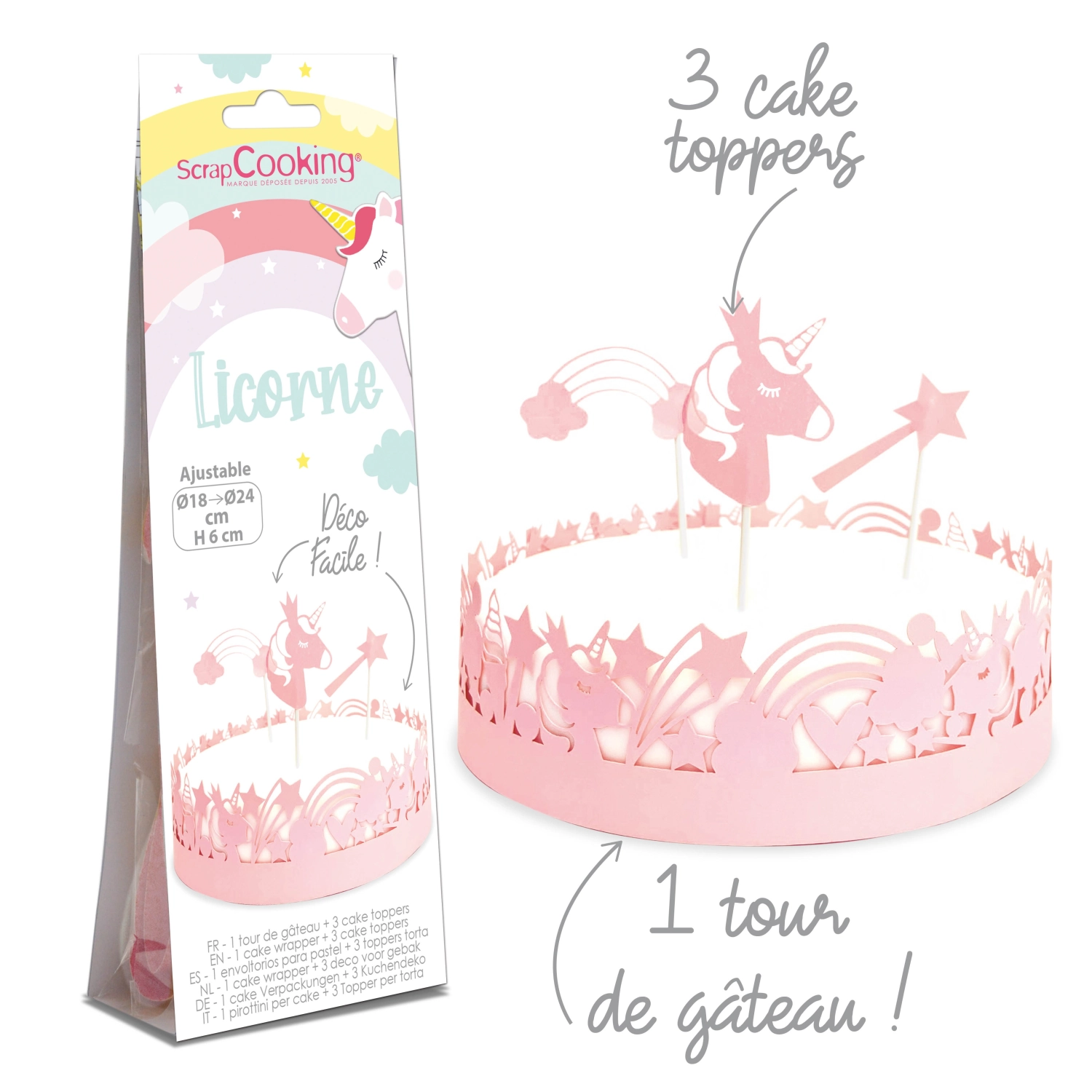 Bild von Scrap Cooking - Tortendeko Bordüre u. 3 Topper Einhorn