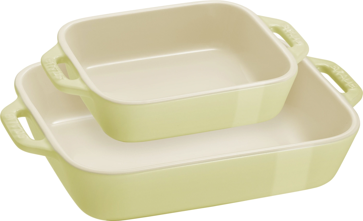Bild von Staub - 2-tlg. Keramik Ofenformset 14 x 11 & 20 x 16 cm hellgrün