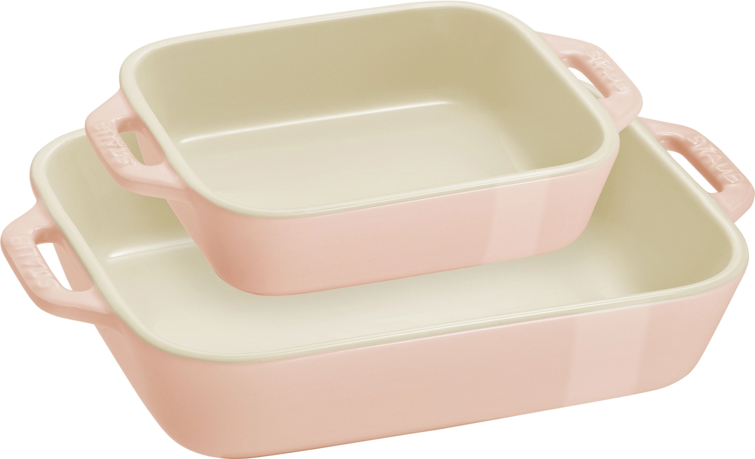 Bild von Staub - 2-tlg. Keramik Ofenformset 20 x 16 & 27 x 20 cm hellrosa