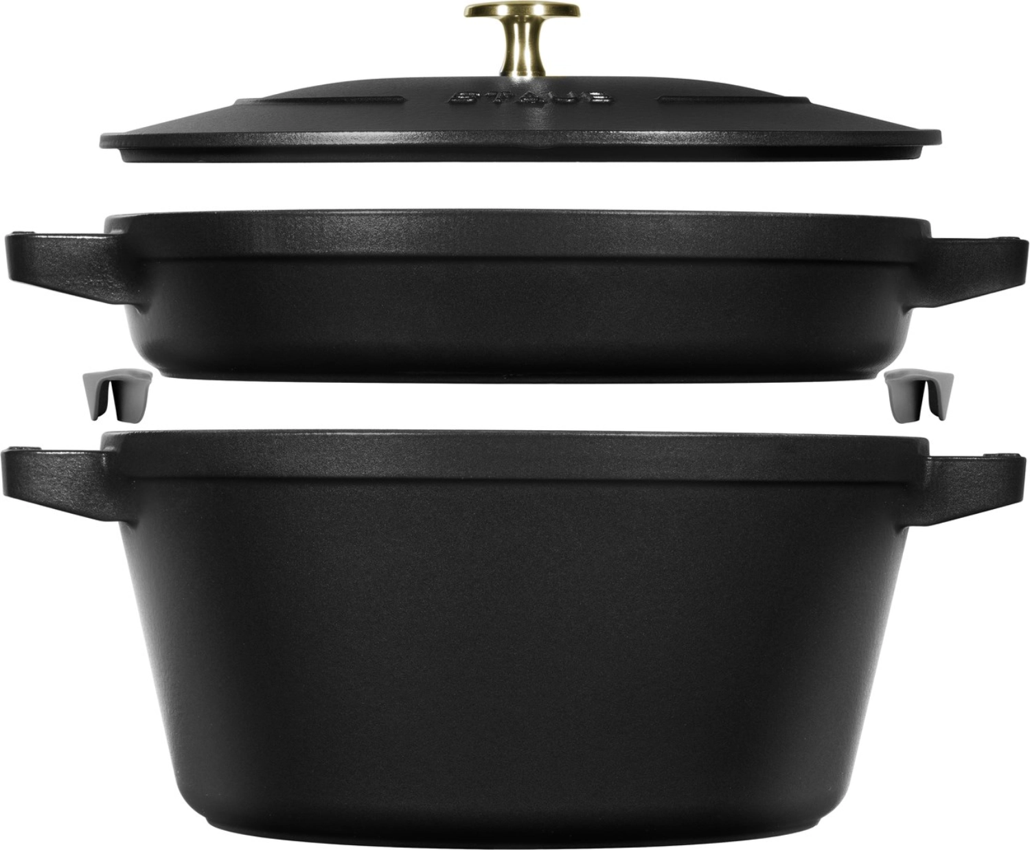 Bild von Staub - Cocotte 3-tlg. 24 cm rund Schwarz stackable