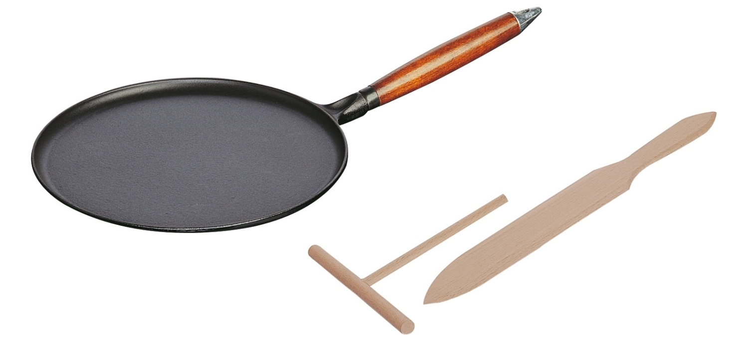 Bild von Staub - Crêpes Pfanne schwarz m. Holzgriff 3-tlg. 28 cm