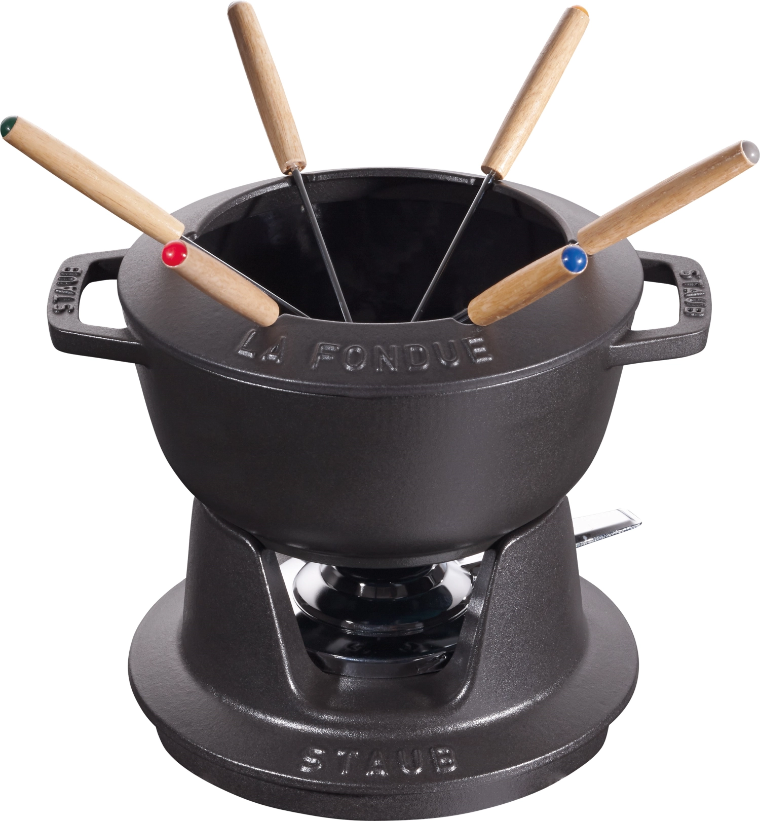 Bild von Staub - Fondue Set schwarz m. 2 Griffen rund. 18 cm