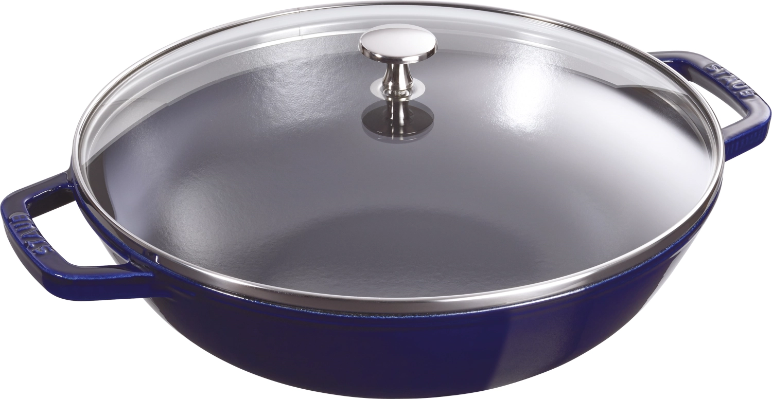 Image de Staub - Wok avec couvercle en verre bleu foncé 4.4 lt. 30 cm