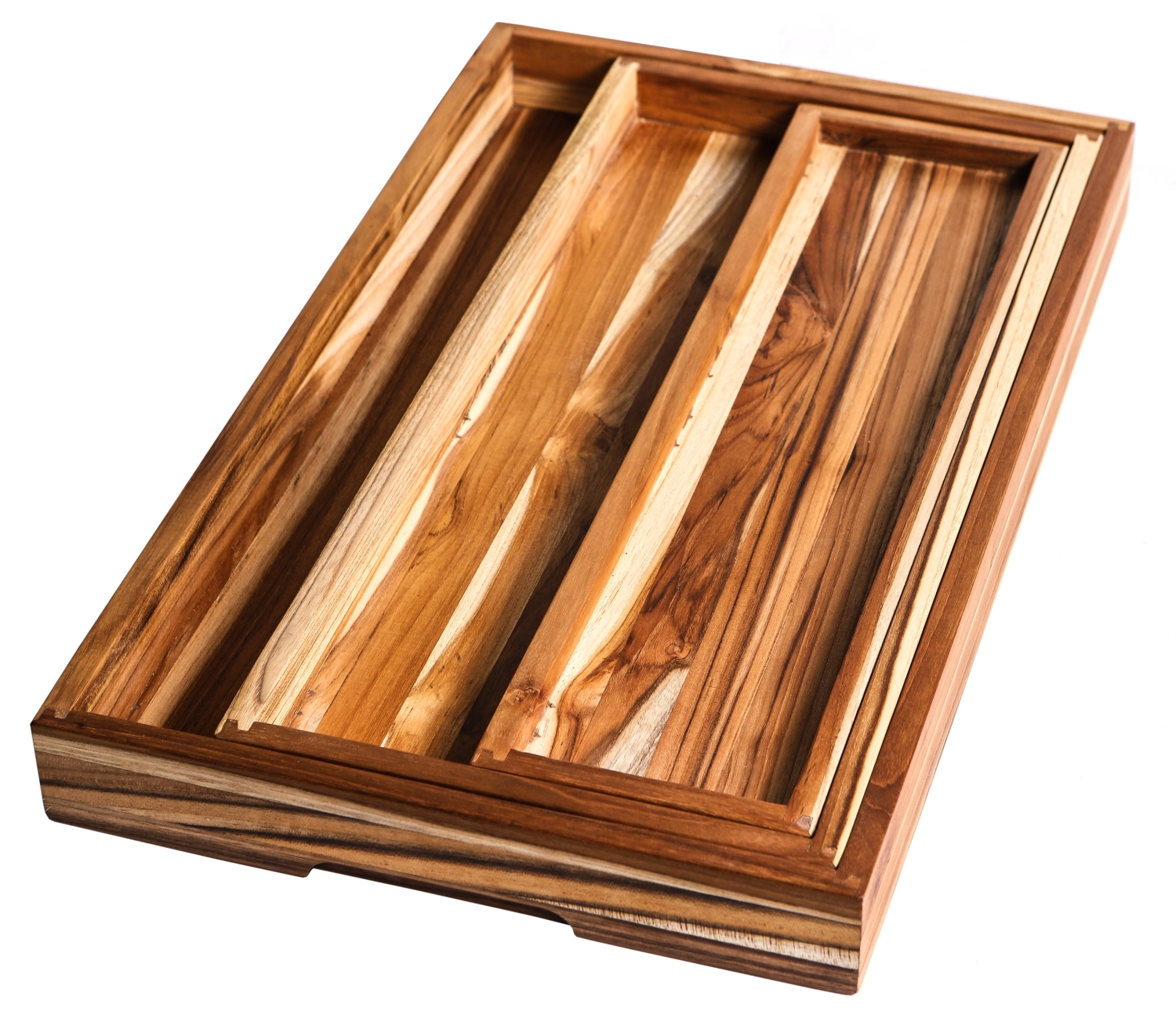 Bild von Teak Haus - 3-tlg. The Tray Serviertablett mit Haltegriff 51 x 30.5 x 5 cm