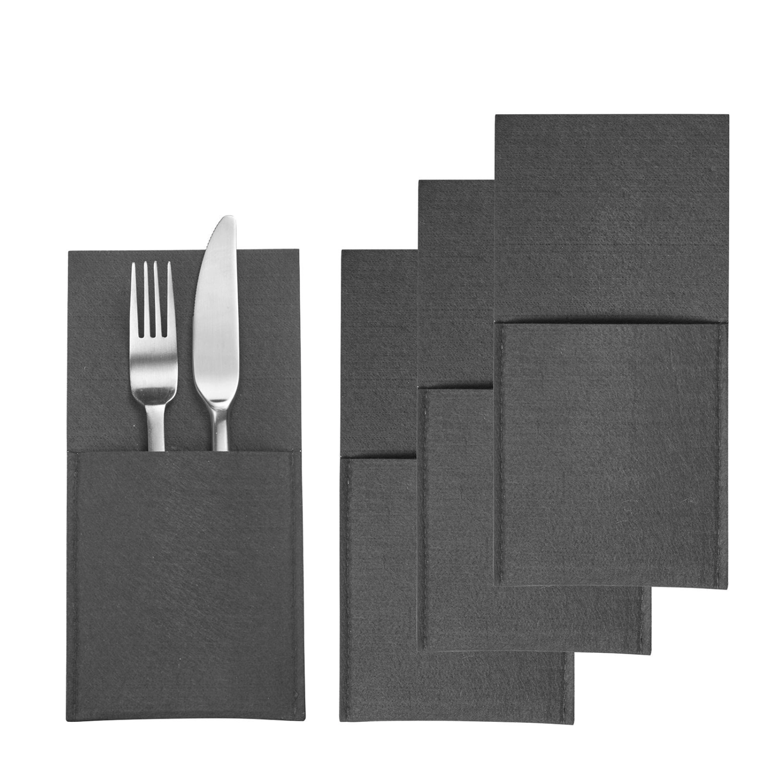Image de Westmark - 4er Set de pochettes à couverts Cozy anthracite polyester