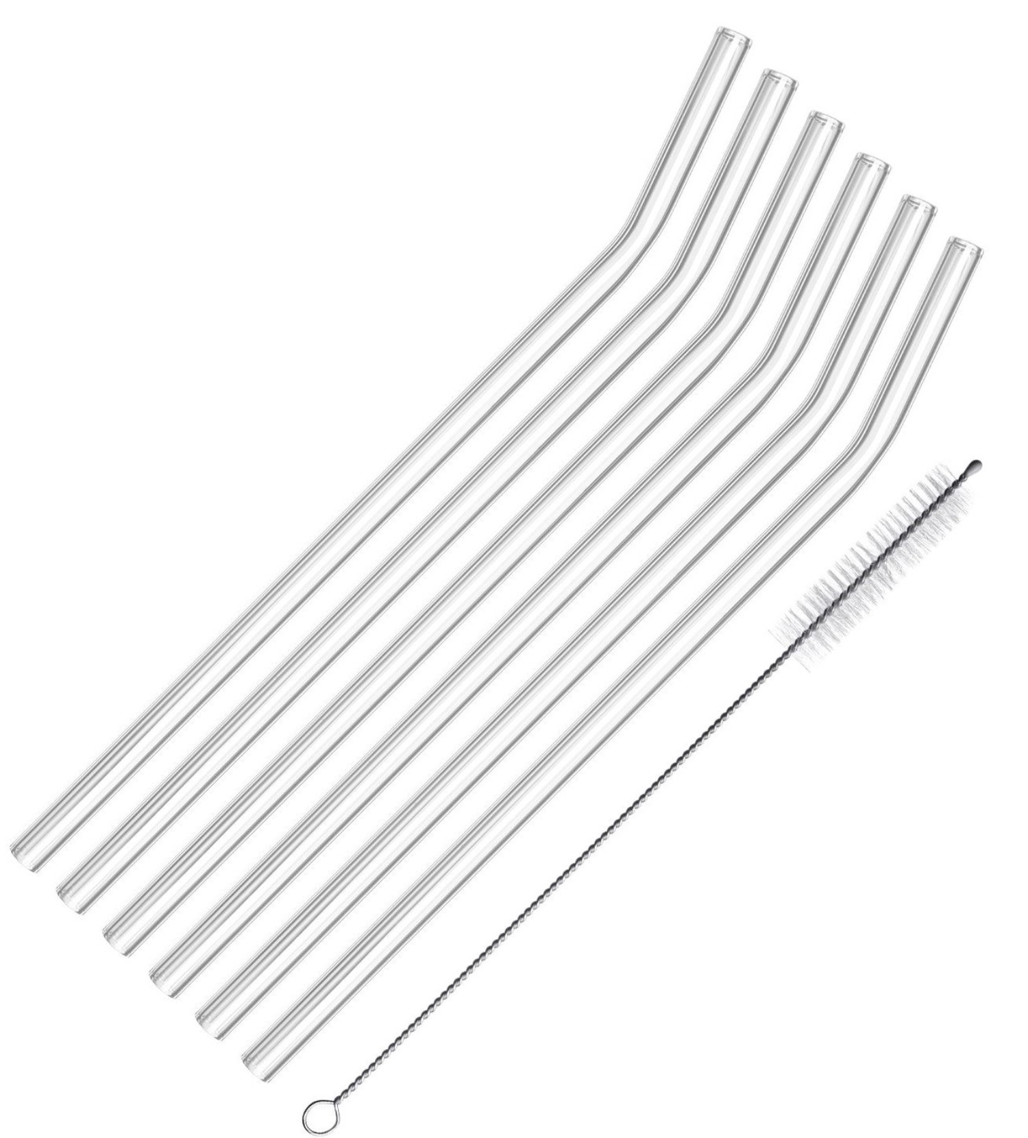 Bild von Westmark - 6 Trinkhalme Glas Knick D8 x 200 mm inkl. Reinigungsbürste