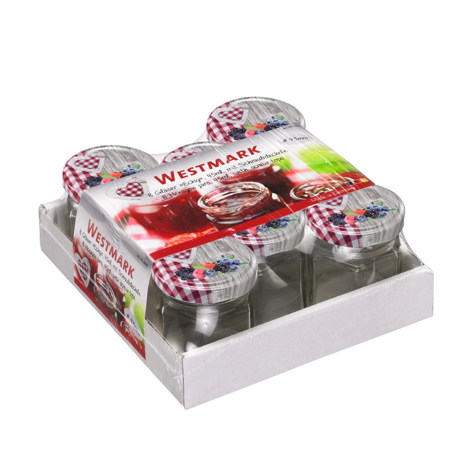 Picture of Westmark - 8er Set 45 ml 6eck Jars with White Lid 43 mm