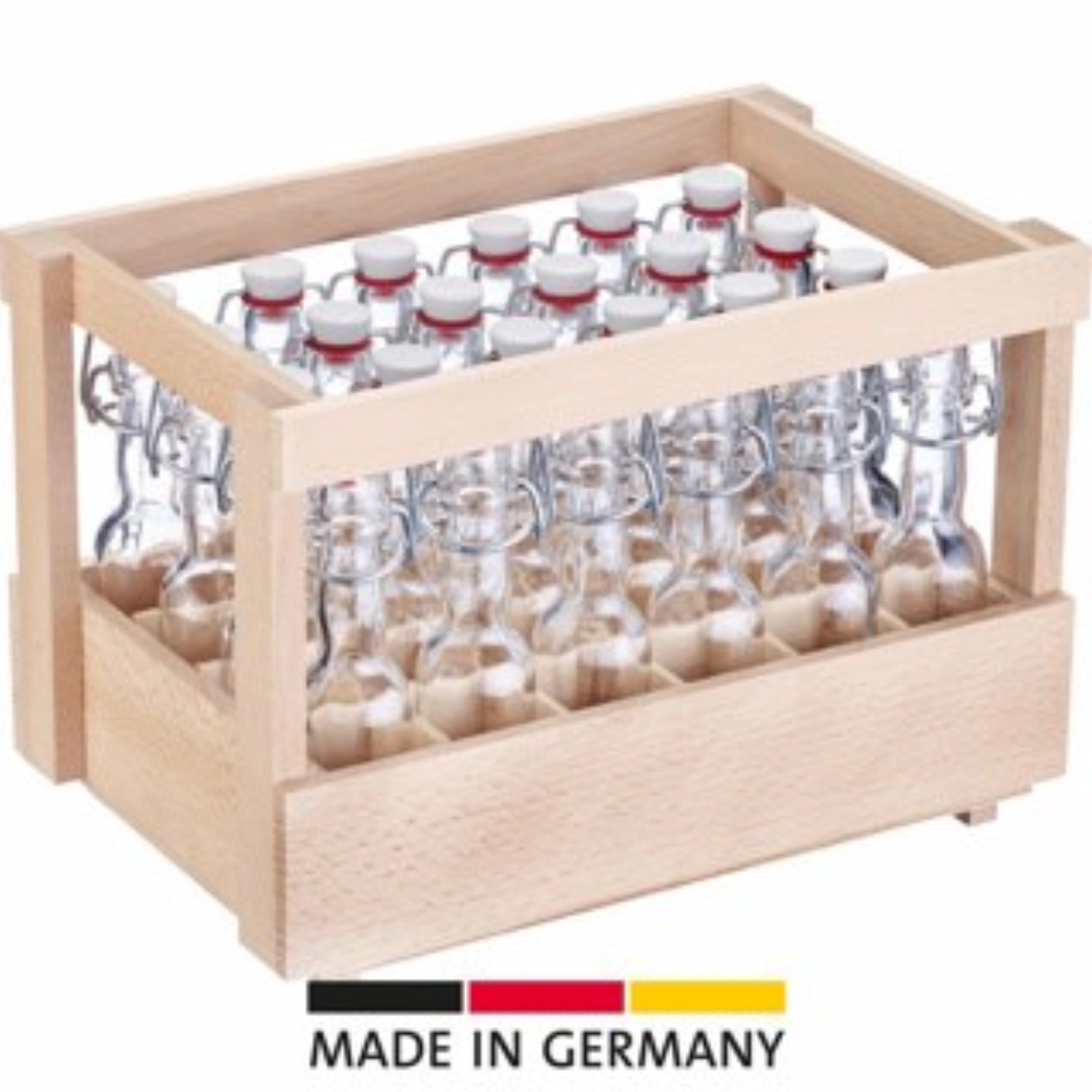 Immagine di Westmark - Espositore in legno 24 pz. Mini bottiglia tonda con chiusura a clip 40 ml