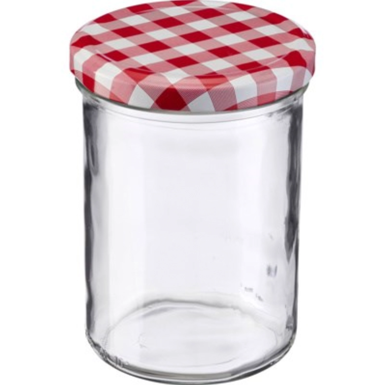 Image de Westmark - Bocal à confiture 440 ml avec couvercle rouge-blanc 82 mm