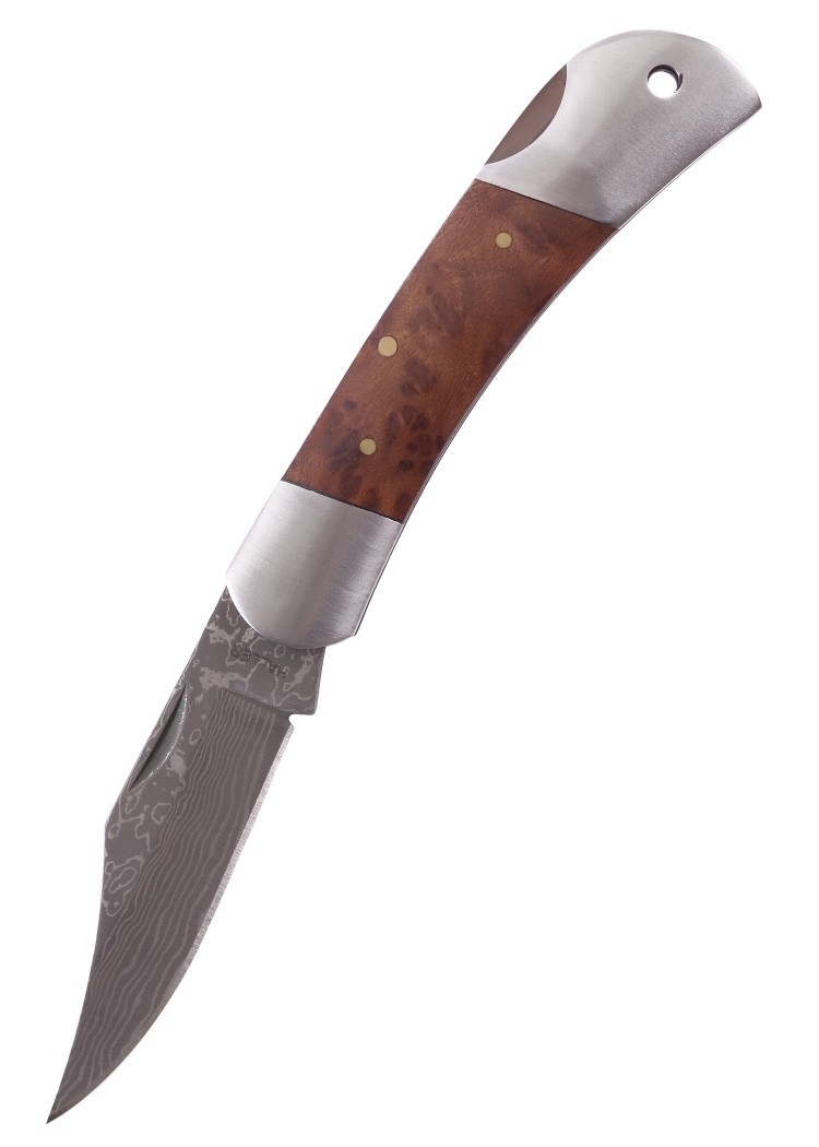 Image de Haller - Couteau de poche en damas avec manche en racine de bois